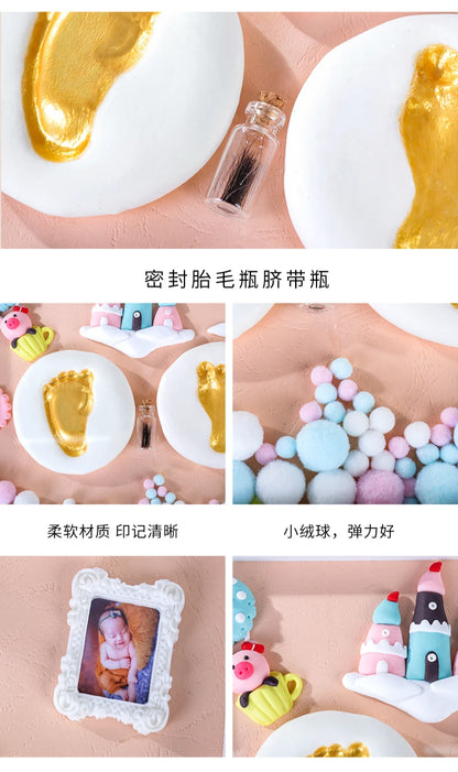 Diy Hand And Foot Print Modeling Clay Baby Footprint Baby Photo Frame Gift Box Color Clay Souvenir Newborn Plasticine Baby Gifts