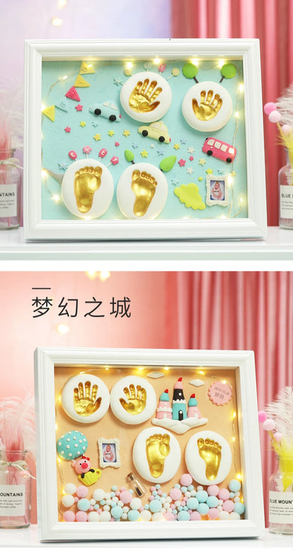 Diy Hand And Foot Print Modeling Clay Baby Footprint Baby Photo Frame Gift Box Color Clay Souvenir Newborn Plasticine Baby Gifts