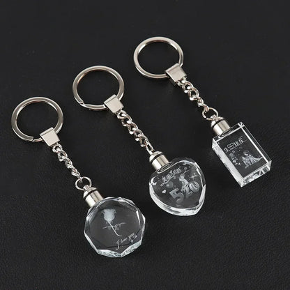 1PCS Free Personalized Gift Glow Keychain Gift with LED Light Love Family Holiday Commemorative Pendant Customized Photo Keyring