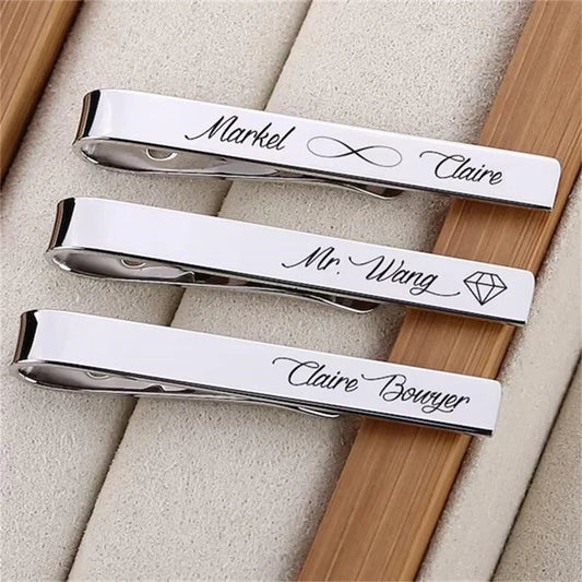 Personalized Tie Clip – Custom Engraved Name Stainless Steel Gift for Men