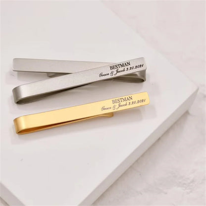 Personalized Tie Clip – Custom Engraved Name Stainless Steel Gift for Men