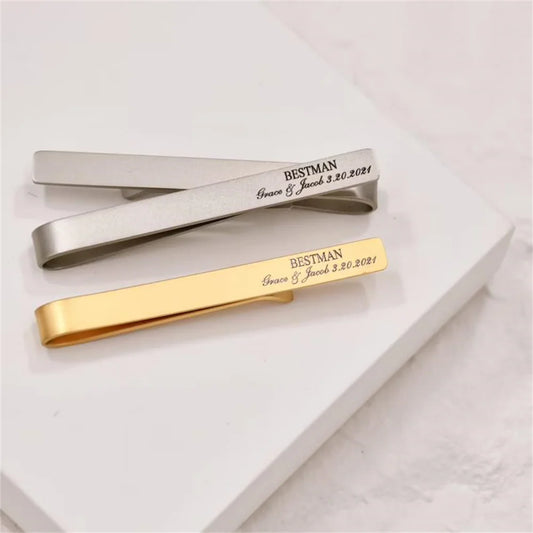 Personalized Tie Clip – Custom Engraved Name Stainless Steel Gift for Men