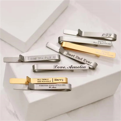 Personalized Tie Clip – Custom Engraved Name Stainless Steel Gift for Men